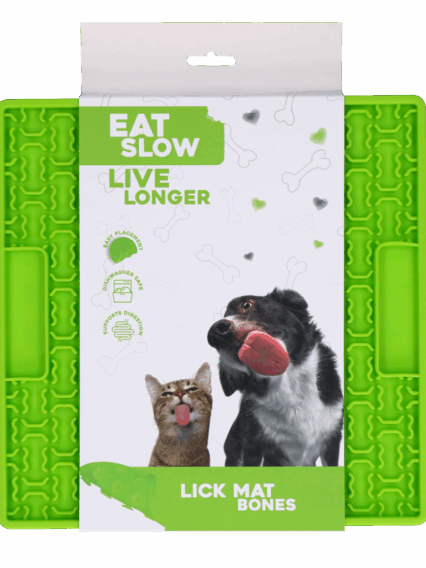 Eat Slow Live Longer Lick Mat Bones Green